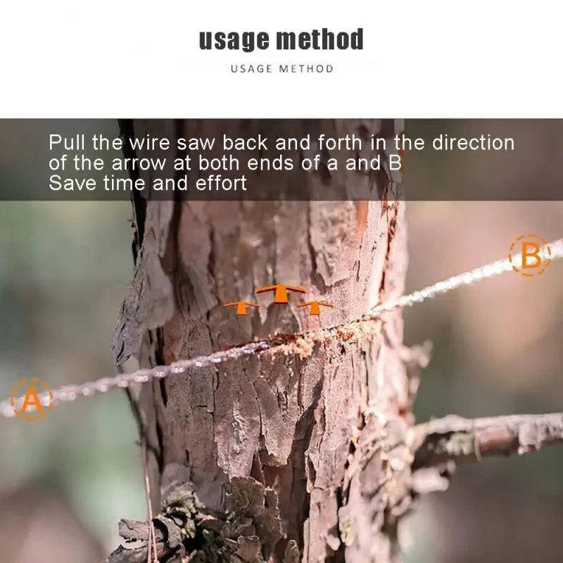 1-3M Outdoor Hand Drawn Rope Saw Portable Stainless Steel Wire Saw Manual Cutting Chain Camping Hiking Survive Woodworking Tools