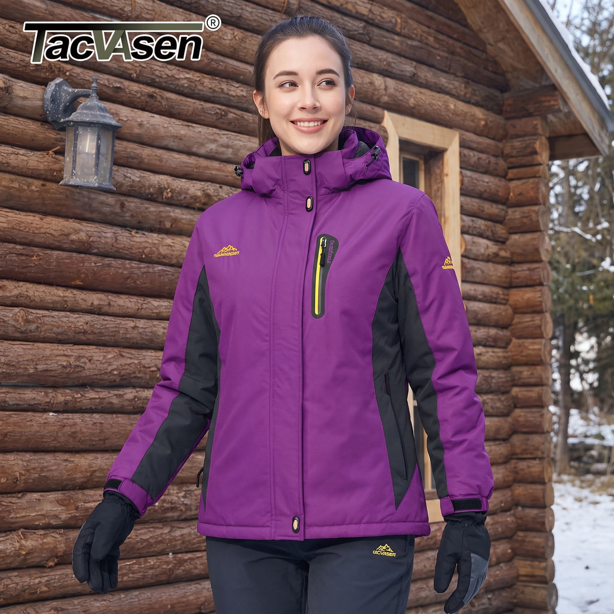 TACVASEN Winter Fleece Lined Ski Snowboard Jacket Womens Waterproof Themal Hiking Jacket Work Coat Windbreaker Parka Raincoat
