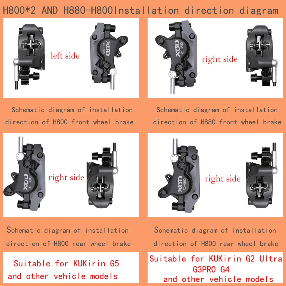 XOD XD-H800 / XD-H880 Hydraulic Disc Brakes for Electric Scooters & E-Bikes ,  – Compatible  KuKirin G2 G2MAX G3PRO G4 G5