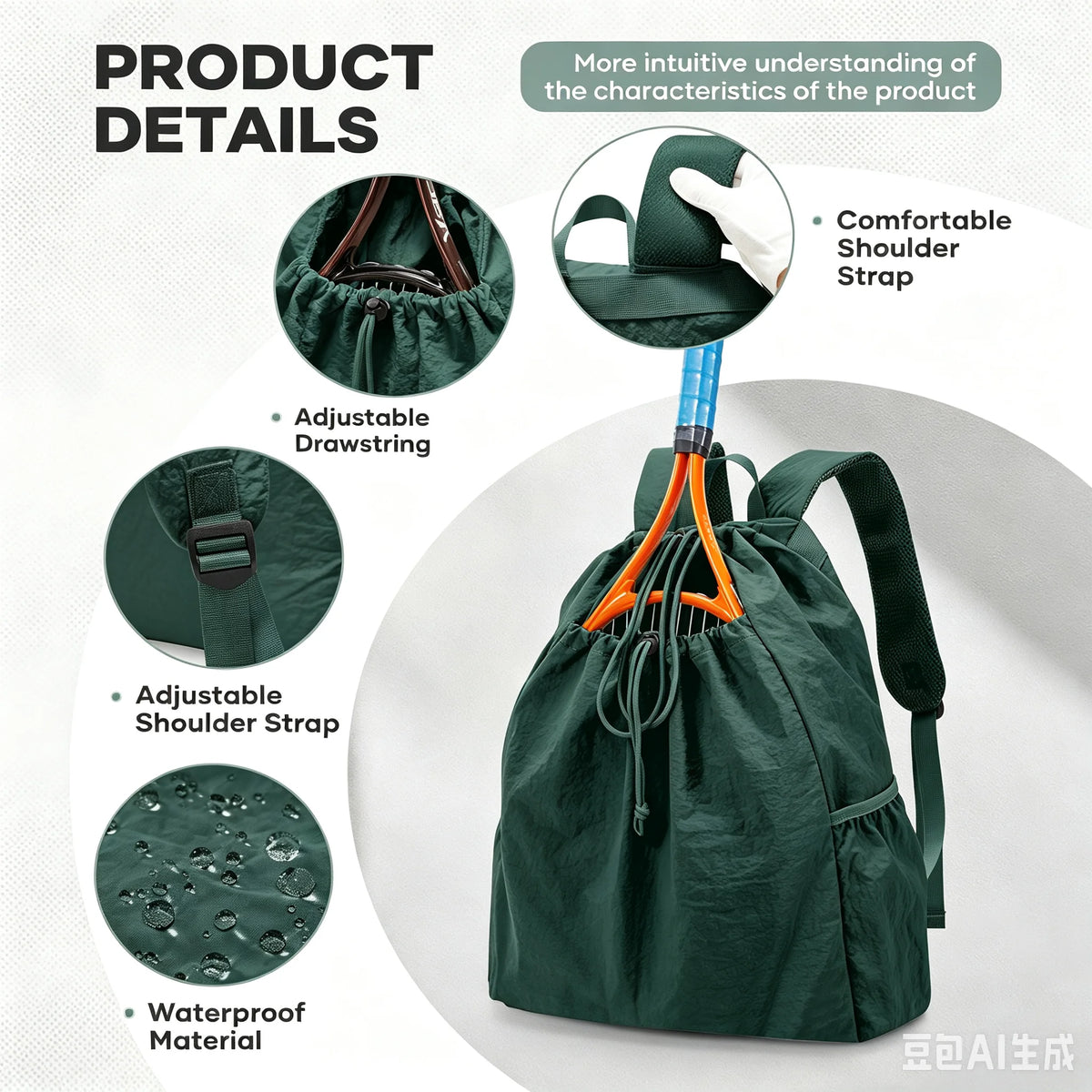Tennis Bag Can Hold 2 Racket, Tennis Backpack for Women Men Sports Training Gym Backpack for Tennis Pickleball Badminton Squash