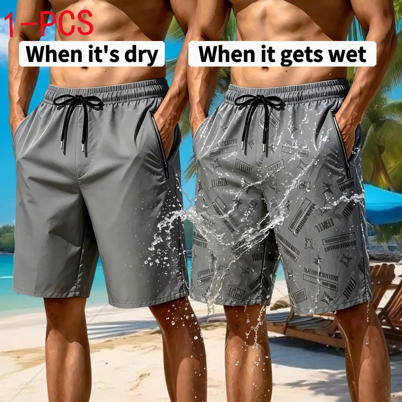 Water Effect Men's Ice Silk Shorts Men's Combat Shorts Summer Sports Underwear Thin Breathable Beach Shorts Sports Pants for Men