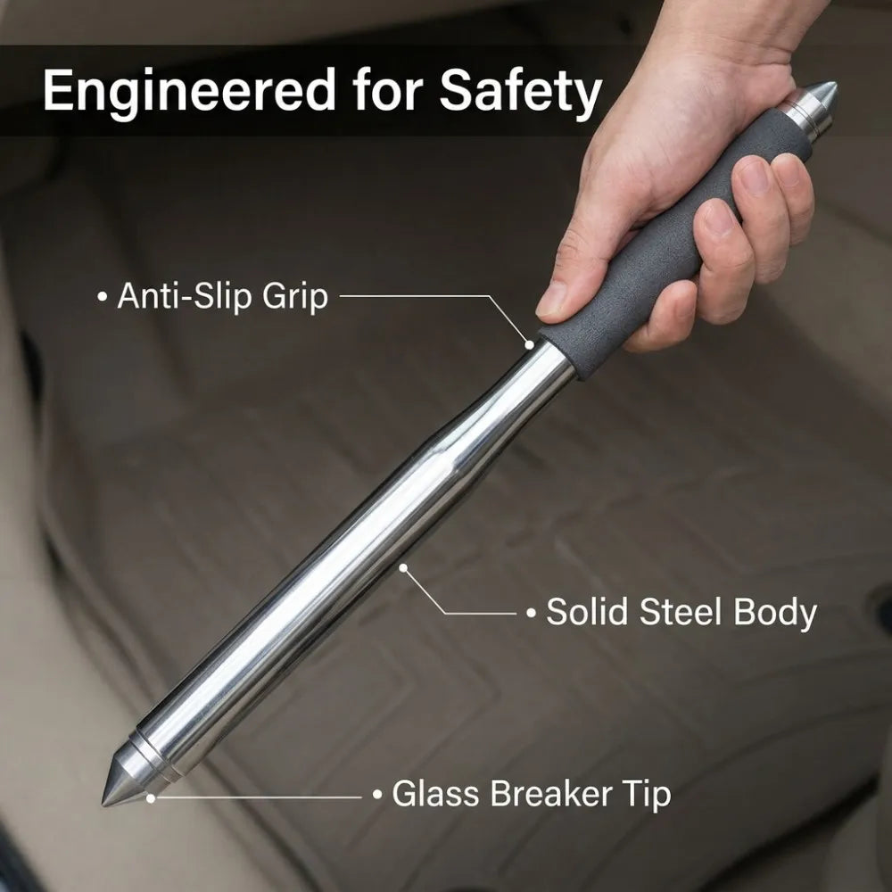 50cm Stainless Steel Baseball Bat Multi-Functional Car Emergency Stick Non-slip Comfortable Grip Baseball Bats Self Defense