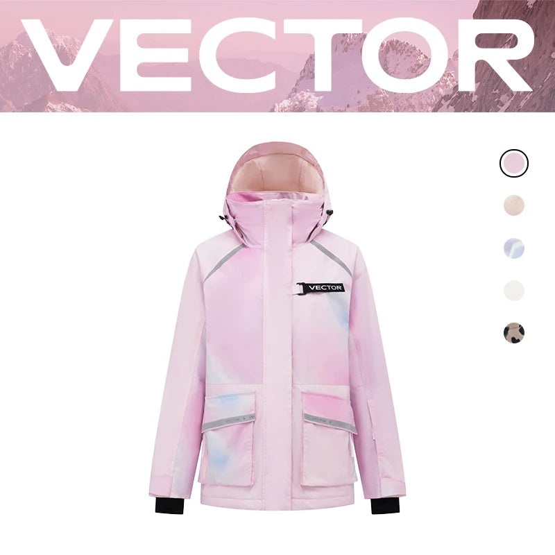 VECTOR Brand Men Women Ski Jacket Winter Warm Windproof Waterproof Ski Suit Outdoor Sports Snowboard Coat Splicing Double Plate