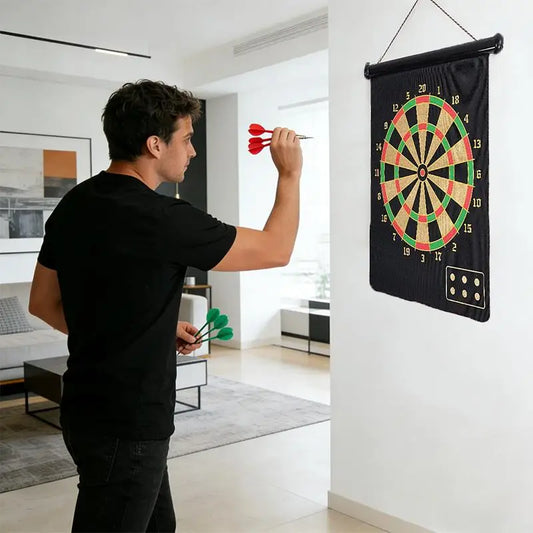 Magnetic Dart Board Set Roll-Up Double-Sided Design with 12 Safe Magnetic Darts for Indoor/Outdoor Games Perfect Christmas Gift