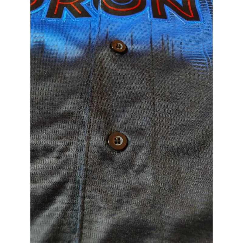 Customized Name And Number Men's Embroidery Baseball Jersey Toronto Black V-Neck Personalized Short Sleeve Button Down Shirts
