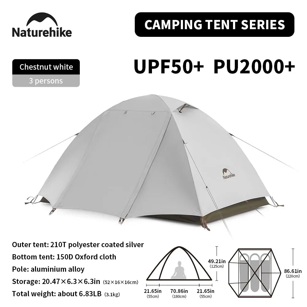 Naturehike Cloud River 2-3 Person Backpacking Tent Waterproof UPF50+ Hiking Trekking Double Layer Camping Tent Sun Shelter