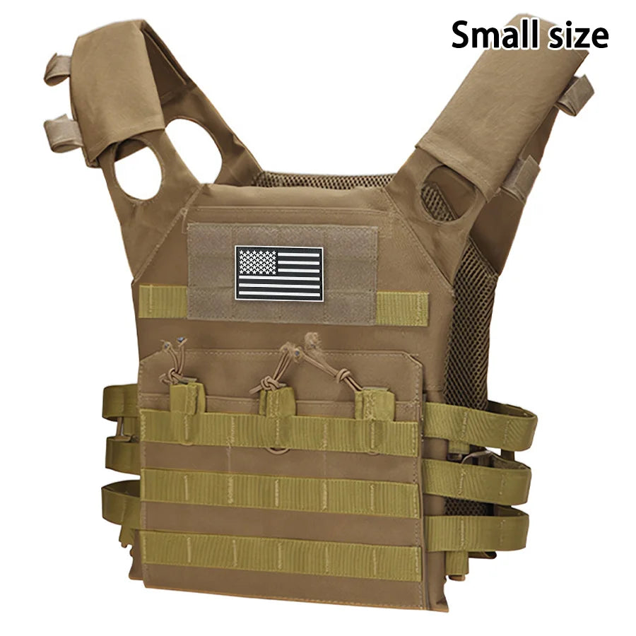 MOLLE outdoor training vest (including US flag emblem) with convenient expansion, lightweight and multifunctional JPC vest