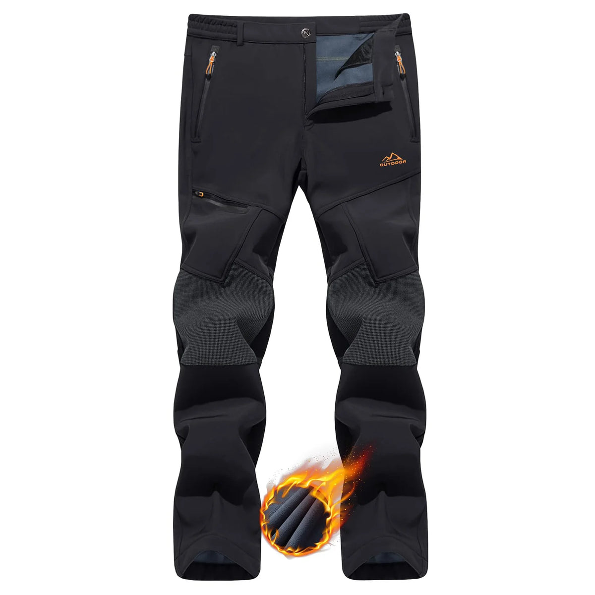 TACVASEN Winter Thicken Fleece Hiking Pants Men Warm Thermal Pants Windproof Outdoor Fishing Camping Mountain Ski Pants Trousers
