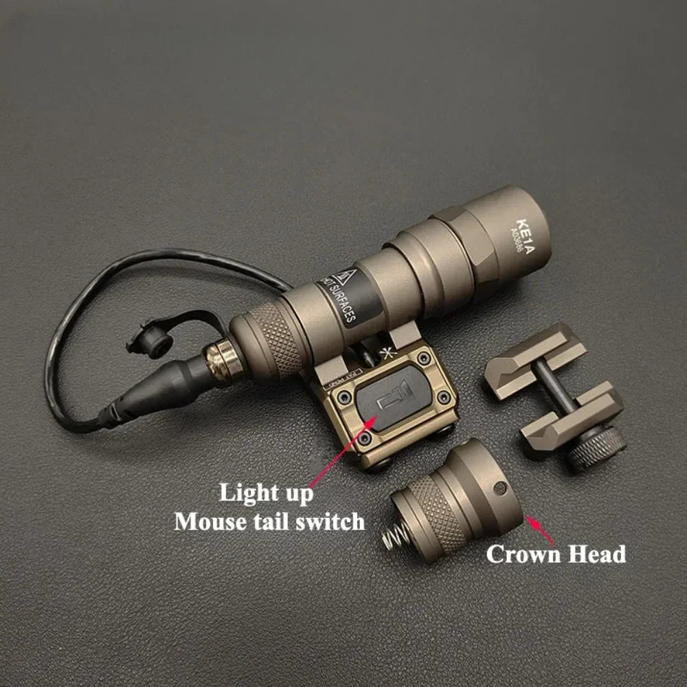 M300B M600B Upgrade Tactical LED Flashlight Gun Light Scout Strobe Fit 20mm Rail with Switch for Outdoor Hunting
