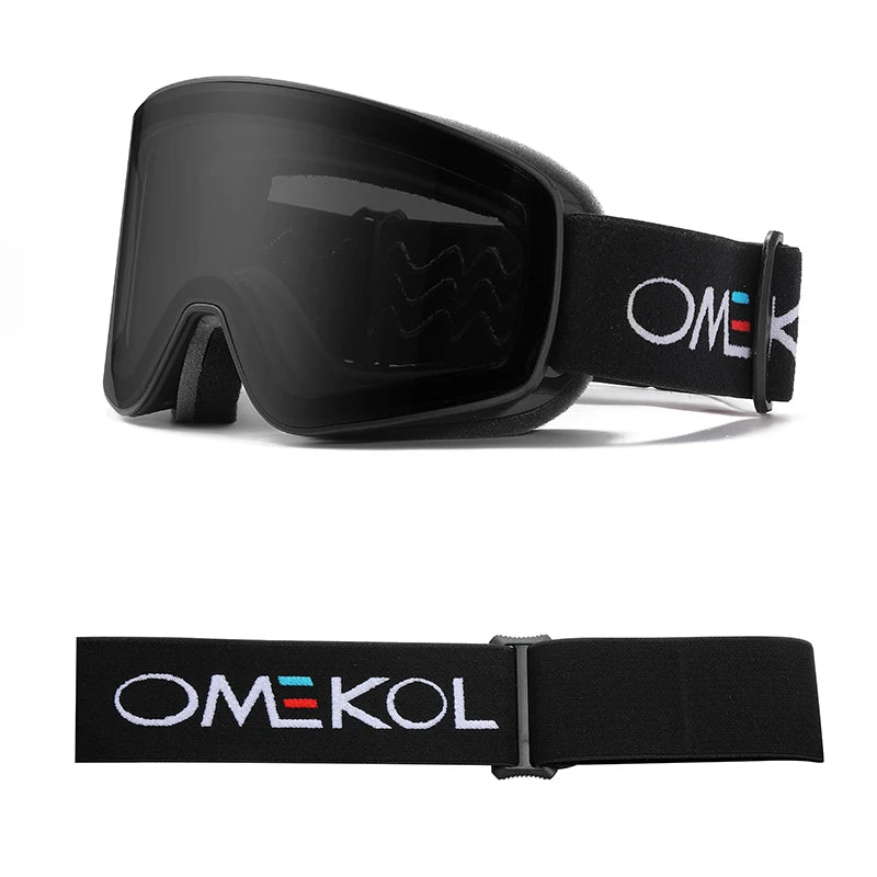 OMEKOL BRAND Double Layers Anti-fog Ski Goggles Men Women Outdoor Sport Hiking Mask Snow Snowboard Glasses Snowmobile Eyewear