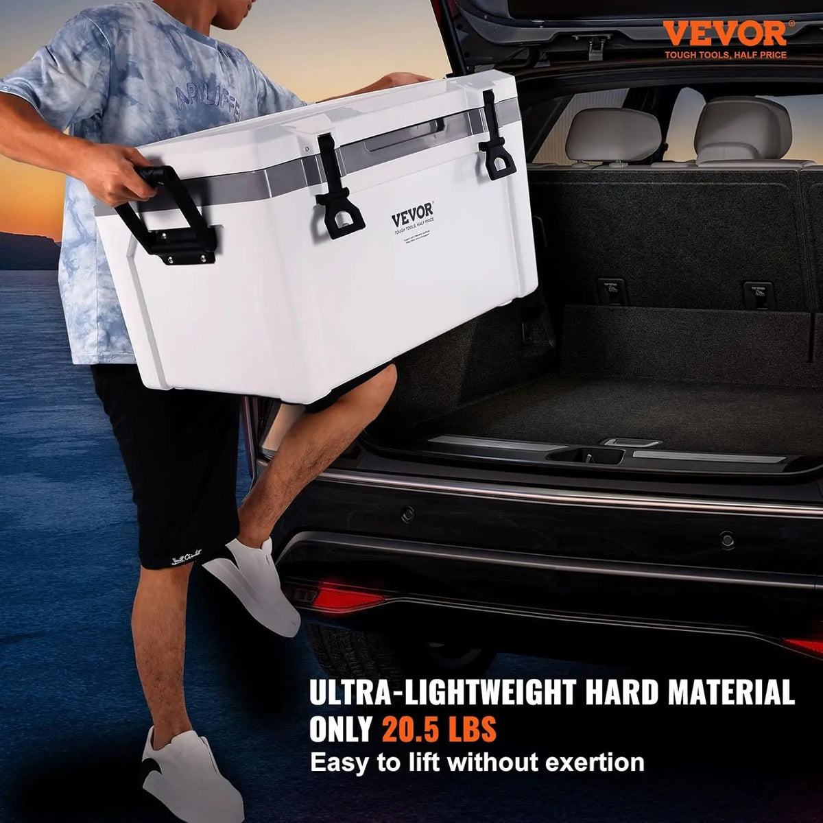 Ultra-Light Hard Cooler, Ice Retention Cooler with Heavy Duty Handle, Ice Chest Lunch Box for Camping, Travel, Outdoor