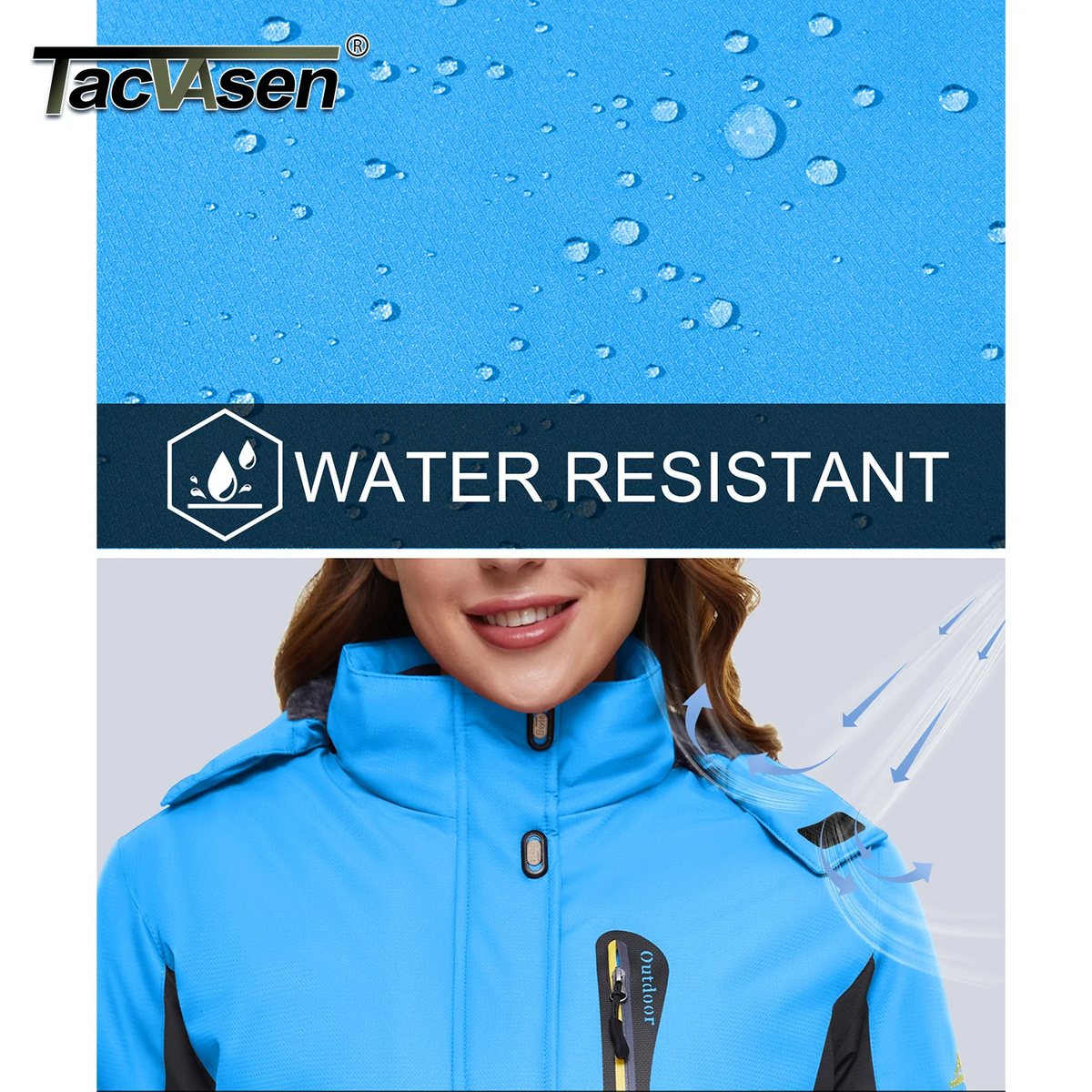 TACVASEN Winter Fleece Lined Ski Snowboard Jacket Womens Waterproof Themal Hiking Jacket Work Coat Windbreaker Parka Raincoat