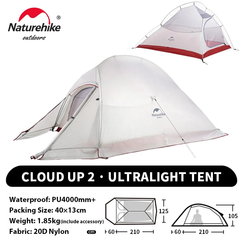 Naturehike Cloud Up 1 2 3 Person Camping Tent Ultralight Waterproof Trekking Tents Hiking Backpacking Shelter Tent Travel Tent