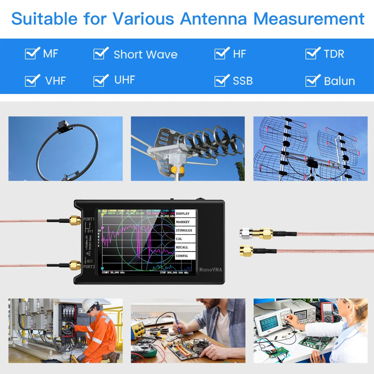 NanoVNA-H NanoVNA-H4 Vector Network Analyzer 10KHz-1.5GHz MF HF VHF UHF Antenna Analyzer Antenna Tuner Nano VNA SWR Phase Delay