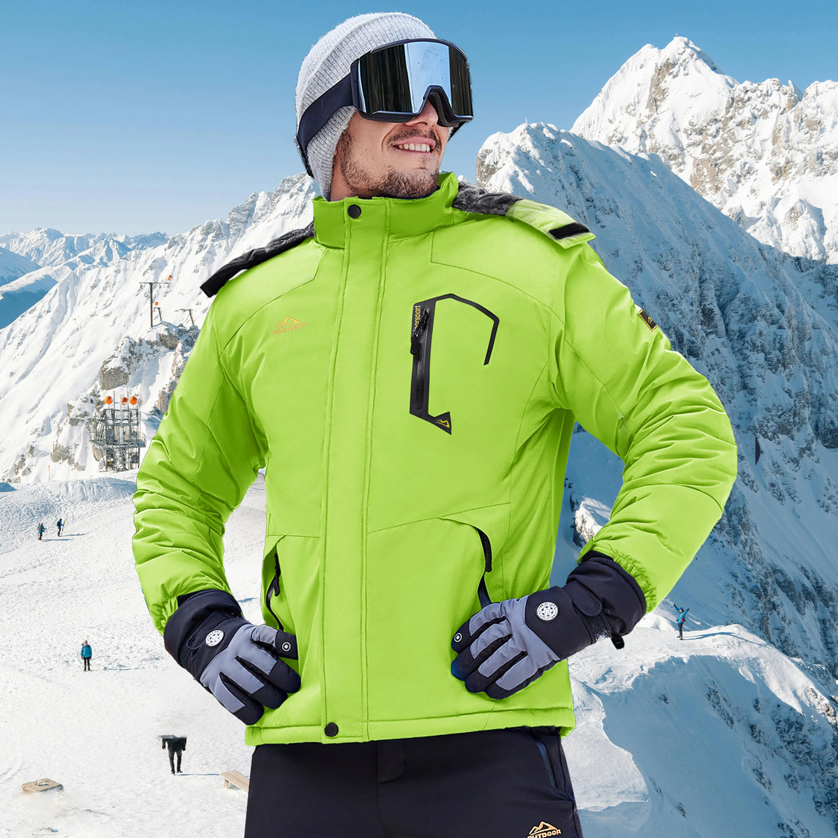 TACVASEN Men's Waterproof Fleece Lined Winter Jacket Windproof Multi-Pockets Warm Outdoor Coat Thermal Parka Raincoat with Hood