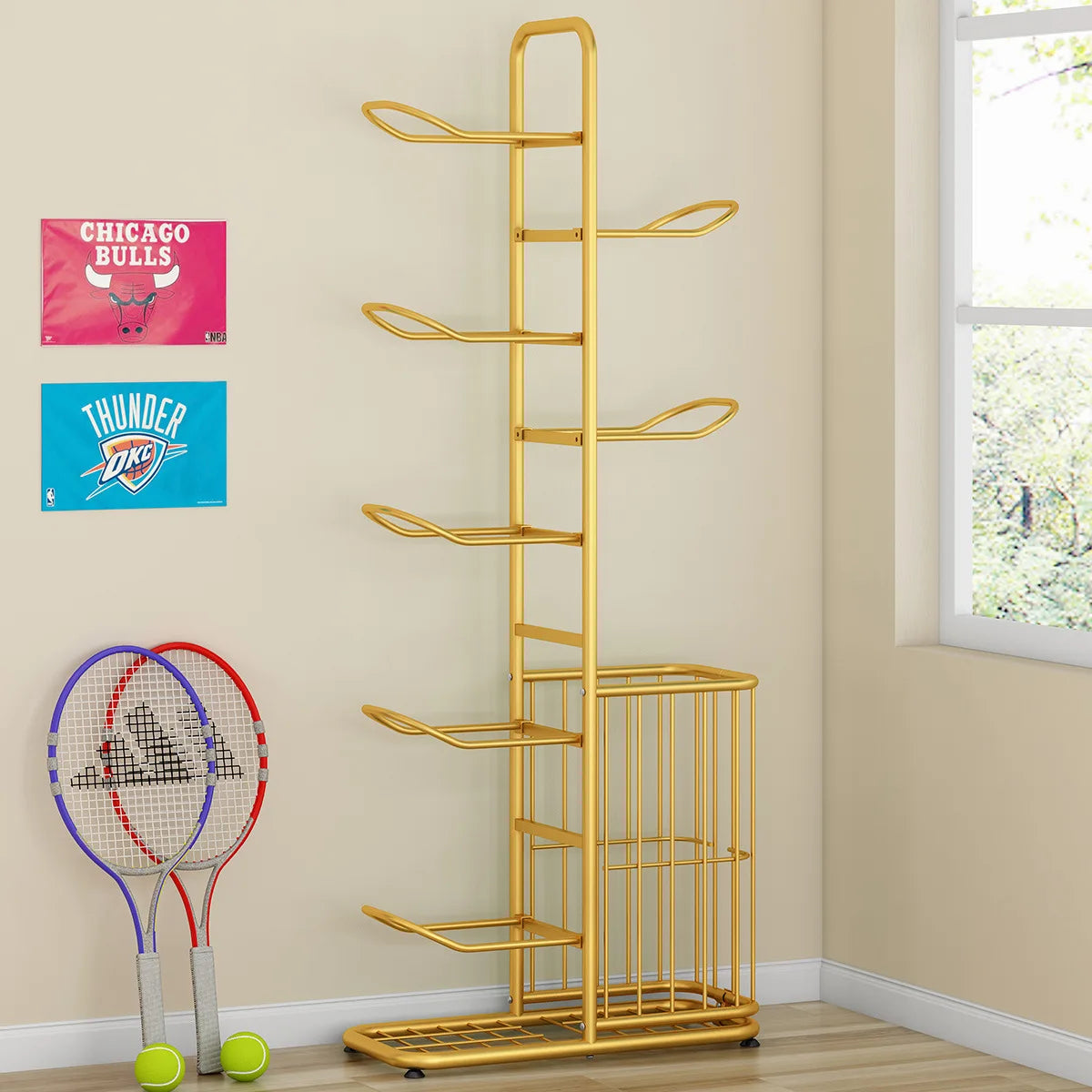 Indoor Children Basketball Storage Rack Put Ball Football Storage Basket Placed Rack Kindergarten Volleyball Stand Holder Space