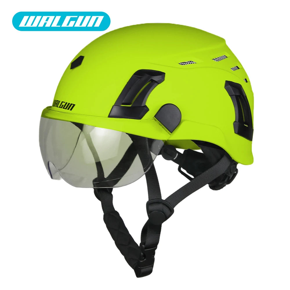 WALGUN K202 Construction Work Safety Helmet with Goggle Lens Visor Ear Protection Hat Electrician Work-at-height Climbing Helmet