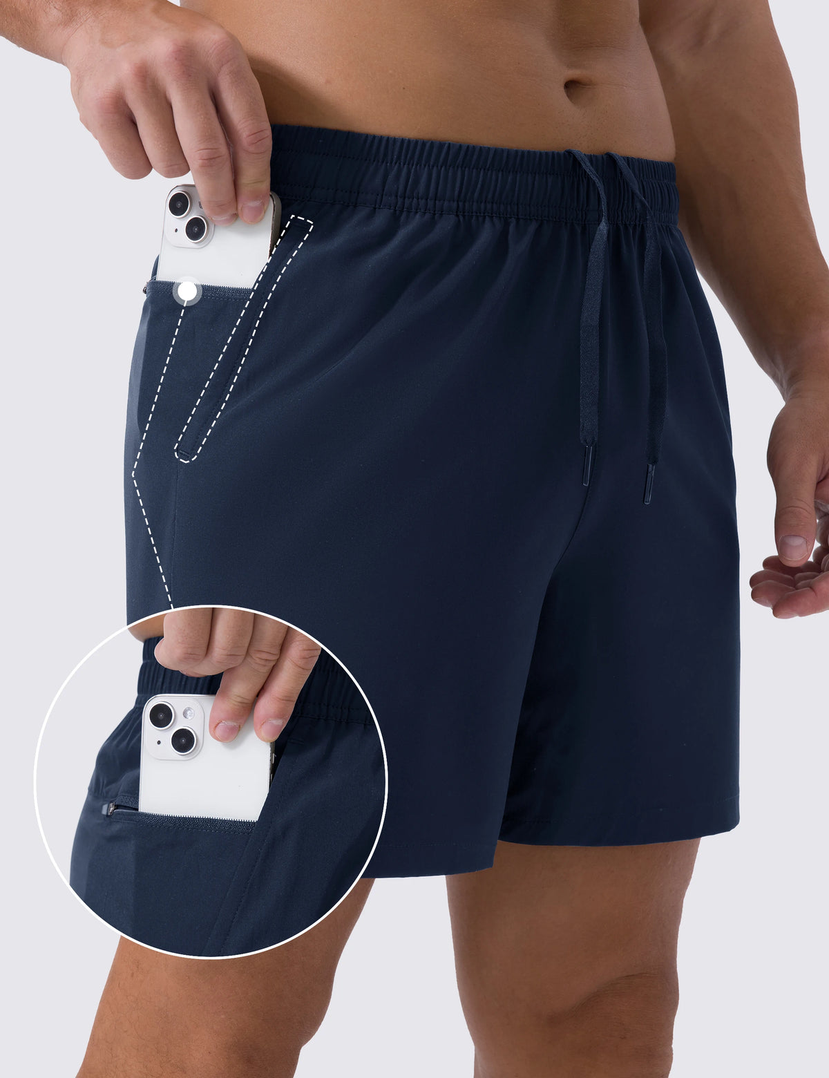 TACVASEN Waterproof Running Shorts with Zipper Pockets Mens Quick Dry Lightweight Workout Shorts Gym Athletic Sport Split Hem